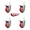 Service Caster 4 Inch Red Poly Wheel Swivel 7/8 Inch Square Stem Caster Set Total Lock Brake SCC-SQTTL20S414-PPUB-RED-78-4 - alternate 4